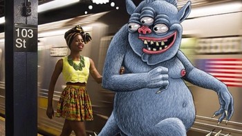 Ben membuat gambar doodlenya seoalah saling berinteraksi dengan manusia sungguhan dengan cara yang lucu dan juga nakal. (Foto: Instagram/subwaydoodle)