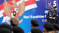 Parta Nasional Demokrasi (NasDem) menggelar upacara peringatan Hari Kesaktian Pancasila yang jatuh pada 1 Oktober di Kantor DPP NasDem, Jakarta, Senin (01/10/2019).
