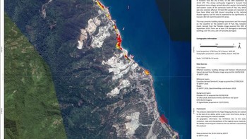 LAPAN pun merilis foto dari Internasional Disaster Charter yang diambil pada 30 September. Terlihat kondisi Teluk Palu. Foto: LAPAN