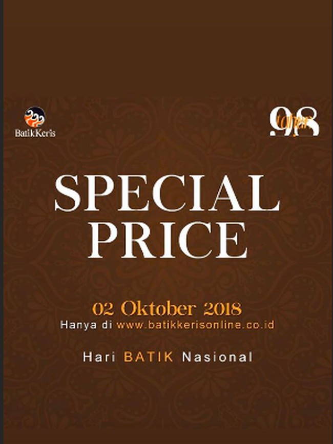 Batik Keris menjadi salah satu brand batik favorit. Merek itu pun juga menjanjikan harga spesial di Hari Batik 2018 ini. Namun Anda harus mengunjungi langsung gerainya untuk mengetahui diskon yang diberikan. Foto: istimewa