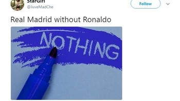 Di Twitter, ada yang bilang Real Madrid bukan apa-apa setelah ditinggal Ronaldo ke Juventus. Foto: Istimewa