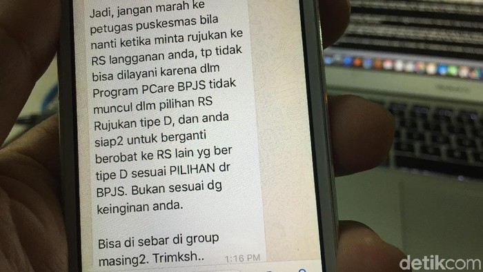 Viral informasi tentang rujukan online BPJS Kesehatan (Foto: detikHealth) Viral informasi tentang rujukan online BPJS Kesehatan (Foto: detikHealth)