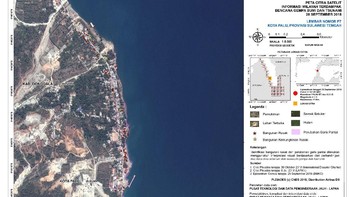 Sebagaimana keterangan tertulisnya, Rabu (3/10/2018), data satelit sebelum gempat yang digunakan adalah satelit Pleiades pada tanggal 6 Juli 2018 yang diterima oleh Stasiun Bumi LAPAN di Pare Pare.  Foto: LAPAN