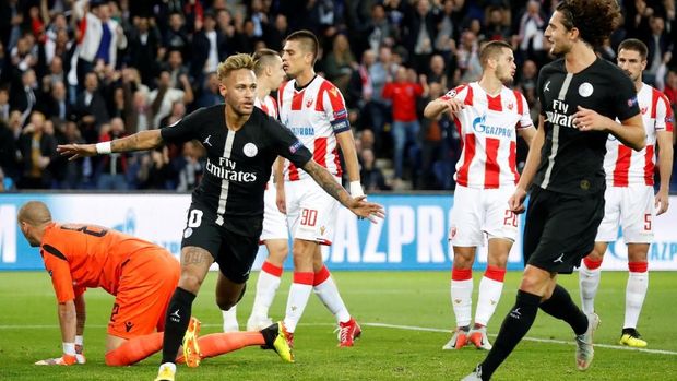 Neymar jadi bintang kemenangan PSG vs Red Star Belgrade.