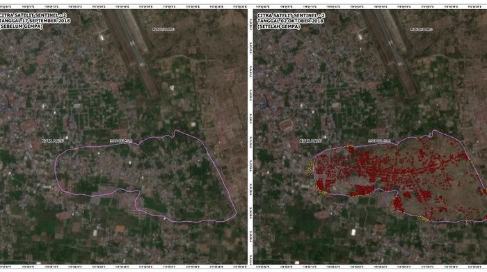 Citra satelit amblesan tanah di Palu (Foto: LAPAN) Citra satelit amblesan tanah di Palu (Foto: LAPAN)