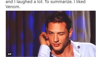 Walau penjelasannya panjang lebar, intinya pengguna Twitter satu ini bilang dia suka Venom. (Foto: Twitter)