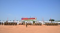 Upacara peringatan HUT ke-73 TNI dipimpin langsung oleh Komandan Satgas Yonkomposit TNI Konga XXXV-D UNAMID Darfur Letkol Inf Irdhan sebagai Inspektur Upacara.