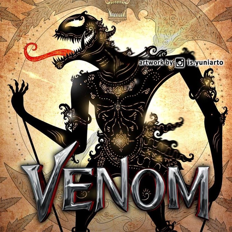 Antihero Venom dalam Bentuk Wayang  Kreasi Is Yuniarto