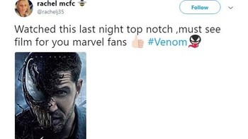 Walau begitu, ada netizen yang bilang jika film Venom wajib ditonton para penggemar Marvel. (Foto: Twitter)