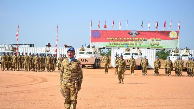 Begini Upacara HUT TNI ala Pasukan Penjaga Perdamaian di Sudan