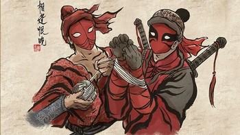 Deadpool dan spidedeman., Foto: facebook.com/tikkafromeast/