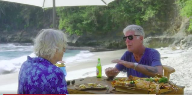 404705 Anthony Bourdain: Parts Unknown Indonesia  Tony sharing a laugh with Kadek before sporting the sarongs  DSC00025.JPG