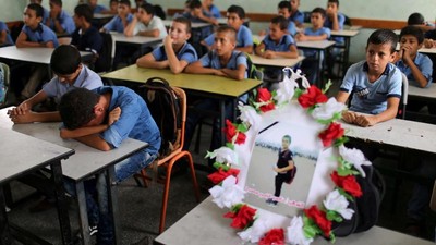 Potret Bocah Palestina yang Tewas Dibunuh Israel Hadir di Ruang Kelas