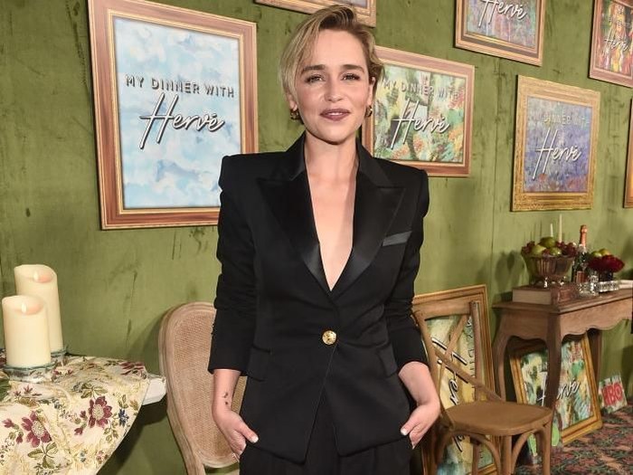 Emilia Clarke HOLLYWOOD, CA - OCTOBER 04: Emilia Clarke attends the premiere of HBO Films My Dinner With Herve at Paramount Studios on October 4, 2018 in Hollywood, California. (Photo by Alberto E. Rodriguez/Getty Images)