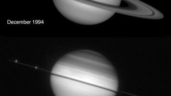 Cincin Saturnus bisa hilang dari penglihatan jika berada sangat sejajar dengan Bumi. Foto: NASA