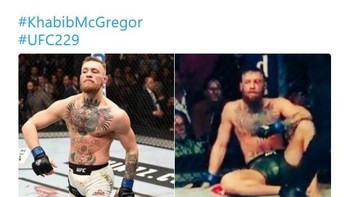 Netizen menggambarkan kondisi McGregor di awal dan akhir pertandingan ibarat sebelum dan setelah menjalani ujian. Foto: Istimewa
