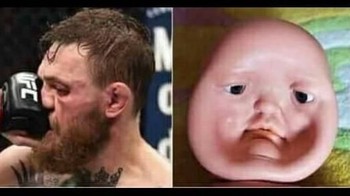 Pukulan yang diterima McGregor pun juga langsung jadi sasaran meme oleh netizen di Twitter. Foto: Istimewa