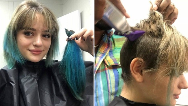 Joey pun mengunggah momennya membotaki rambut di Instagram. Setelah plontos, ia juga membagi selfie pertama tanpa rambut di kepala. Foto: Instagram @joeyking