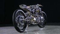Motor karya Andhika Pratama berbasis frame bermaterial stainless steel dengan bergaya neo-cafe racer ini memiliki detail yang menawan. Foto: dok. Kustomfest