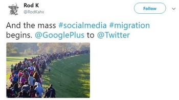 Rombongan pengguna Google+ yang hijrah ke Twitter pun sudah mulai terlihat. Foto: Istimewa