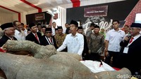 Dalam acara tersebut selain membuka rakernas Jokowi juga meninjau pameran hasil bumi.