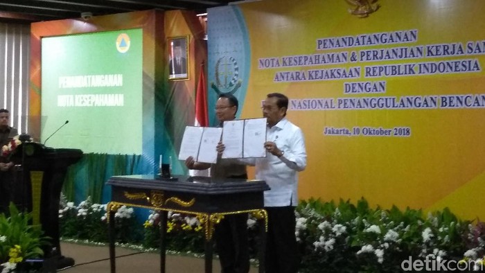 Kejagung-BNPB Tanda Tangani MoU soal Penanganan Bencana