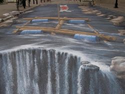 Gambar 3D Unik Berkanvaskan Sawah, Jalanan, dan Tembok