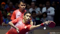 Bertanding di Ancol Eco Convention, Jakarta, Rabu (10/10/2018) ganda putra Indonesia ini berhasil menumbangkan pemain Korea Selatan Shing Sueng Weon dan Jung Sukyoun.