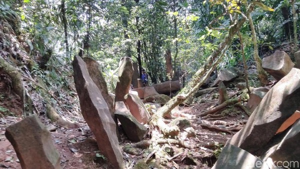 Foto: Sementara sisanya banyak batu panjang yang berserakan dan jaraknya cukup jauh dari satu area itu. (Dadang Hermansyah/detikTravel) Foto: Sementara sisanya banyak batu panjang yang berserakan dan jaraknya cukup jauh dari satu area itu. (Dadang Hermansyah/detikTravel)