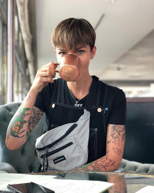 Ia pun dikenali karena punya banyak tato. Sebanyak 109 tato menempel di tubuh pemain serial Orange is The New Black tersebut. Foto: Instagram @rubyrose