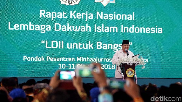 Prabowo Bicara Kondisi Ekonomi Indonesia di Rakernas LDII
