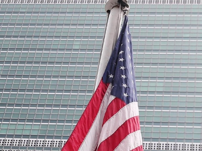 The U.S. flag flies outside United Nations headquarters in Manhattan, New York, U.S., October 9, 2018.  REUTERS/Shannon Stapleton