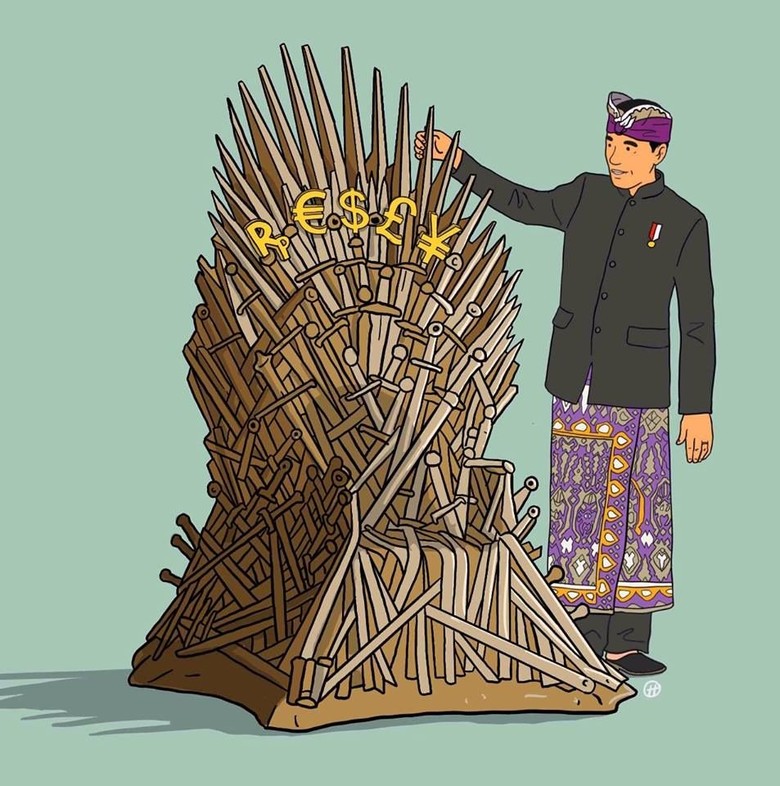 Jokowi Berdiri di Samping Iron Throne Game of Thrones 