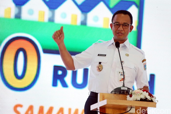 Gubernur DKI Jakarta Anies Baswedan meluncurkan program rumah DP Rp 0 di Klapa Village, Pondok Kelapa, Jaktim. Anies memberi nama hunian itu Samawa.