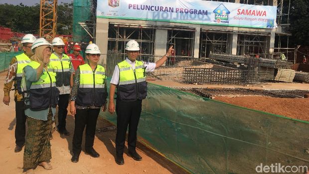 Gubernur Anies Baswedan di peluncuran ruma DP Rp 0 Klapa Village. (Indra Komara/detikcom)