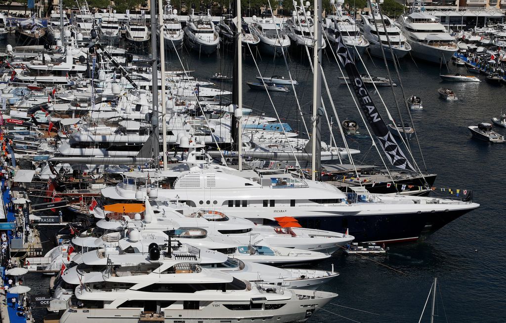 Luxury boats are seen during the Monaco Yacht show, one of the most prestigious pleasure boat shows in the world, highlighting hundreds of yachts for the luxury yachting industry in port of Monaco, September 26, 2018. REUTERS/Eric Gaillard