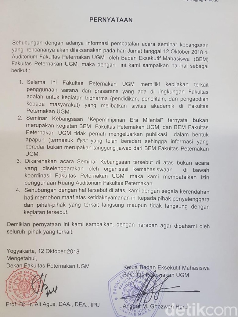 Ini Dalih UGM Cabut Izin Seminar Sudirman Said dan Ferry Mursyidan Ini Dalih UGM Cabut Izin Seminar Sudirman Said dan Ferry Mursyidan