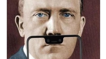 Mungkin Google terinspirasi dari kumis Adolf Hitler dalam mendesain notch di Pixel 3 XL. Foto: Istimewa