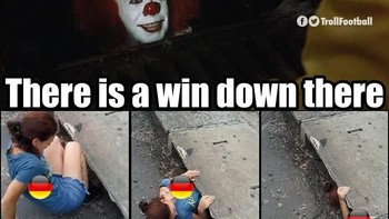 Krisis kemenangan membuat fans Jerman rela mengikuti Pennywise untuk mencari kemenangan. Foto: Istimewa