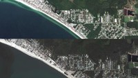 Kawasan Pantai Mexico sebelum dan setelah diterjang Badai Michael. Satellite image ©2018 DigitialGlobe, a Maxar company/Handout via REUTERS.
