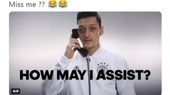 Akun Twitter resmi dari tim nasional sepak bola Jerman pun diserang netizen yang mengatakan apakah mereka rindu Ozil yang jago assist. Foto: Istimewa