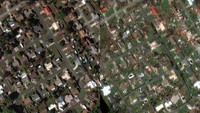 Di Panama, Florida terlihat kawasan The Bay Front Apartments tampak luluh lantah. Satellite image ©2018 DigitialGlobe, a Maxar company/Handout via REUTERS.