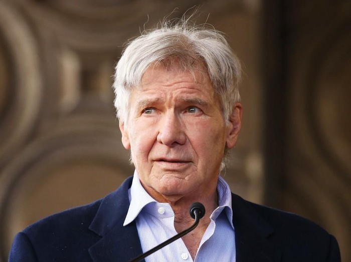 HOLLYWOOD, CA - MARCH 08:  Harrison Ford attends the ceremony honoring Mark Hamill with A Star on The Hollywood Walk of Fame held in front of El Capitan Theatre on March 8, 2018 in Hollywood, California.  (Photo by Michael Tran/Getty Images,)