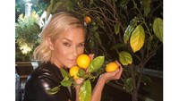  Karena di rumahnya banyak tanaman jadi Yolanda kerap memamerkan hasil panennya. Kali ini ia sedang panen lemon. Foto: instagram @yolanda.hadid