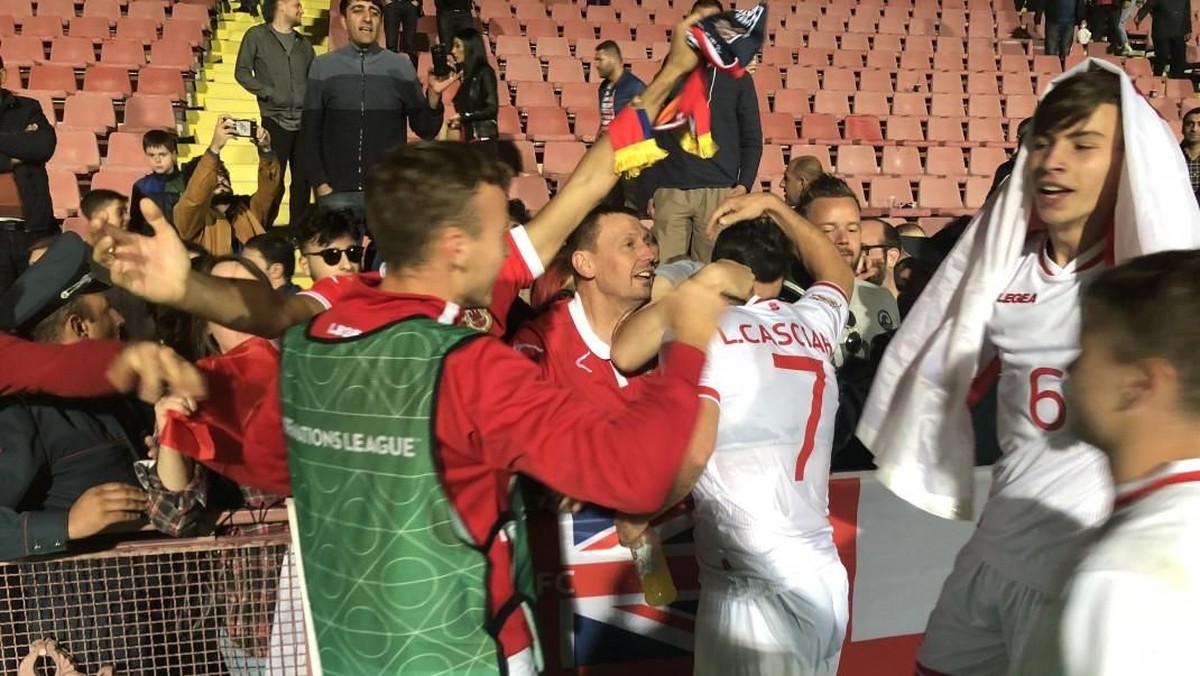 Timnas Gibraltar untuk pertama kalinya meraih poin sekaligus kemenangan pertama di ajang kompetitif. (Foto: gibraltarfa.com)