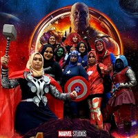 Mereka kompak memakai kostum para pahlawan Avengers, mulai dari Thor hingga Captain America. Semua kostum mereka pakai lengkap dengan jilbab yang menutupi leher. Foto: Dok. Maliha Fairooz