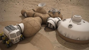 Bangunan ini menggunakan teknik konstruksi lava-casting dan memanfaatkan hasil daur ulang dari pesawat antariksa. Foto: NASA