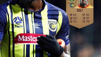 Wah, kecil sekali prediksi yang satu ini. Bolt cuma diberi nilai 49. Foto: Twitter/SoccerAM