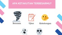 Bencana = 3, Ujian = 1, Kebohongan = 2, Hantu = 0, Kematian = 4. (Foto: detikHealth)