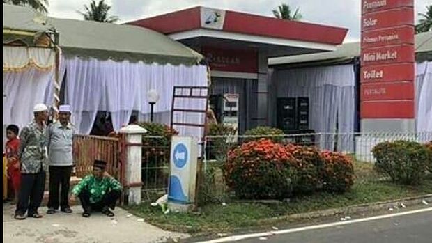 SPBU dijadikan tempat pernikahan